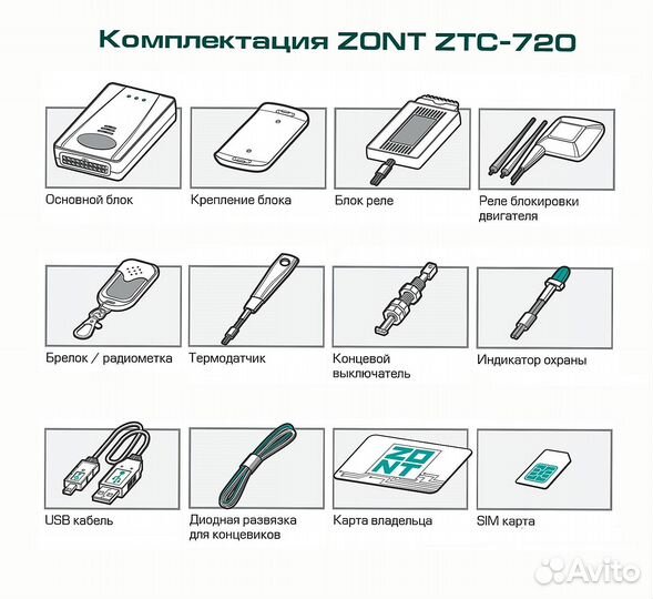 Автосигнализация с автозапуском zont ZTC-720 GPS