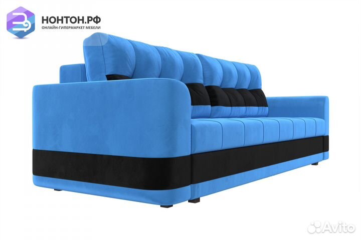 Диван еврокнижка Честер голубый / черный