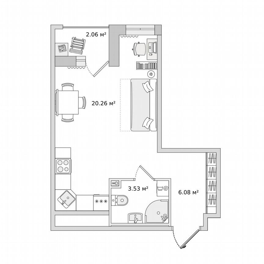 Квартира-студия, 31,9 м², 12/23 эт.