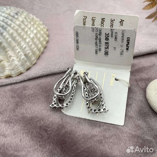 Новые золотые серьги бриллианты 1,7 карат 750