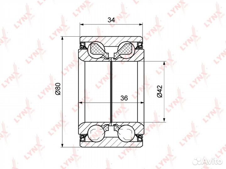 Подшипник ступицы передний (34x42x80) hyundai Sona