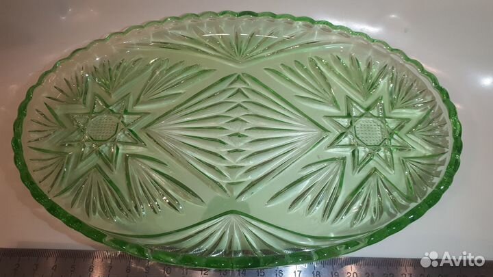 Ваза цветной хрусталь Селедочница винтаж СССР