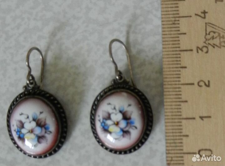 Серьги финифть ростовская