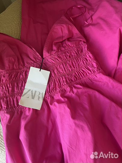 Новый сарафан платье Zara 42-44 фуксия хб 100%