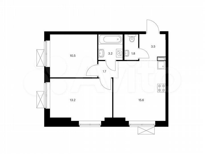 2-к. квартира, 49,5 м², 6/22 эт.