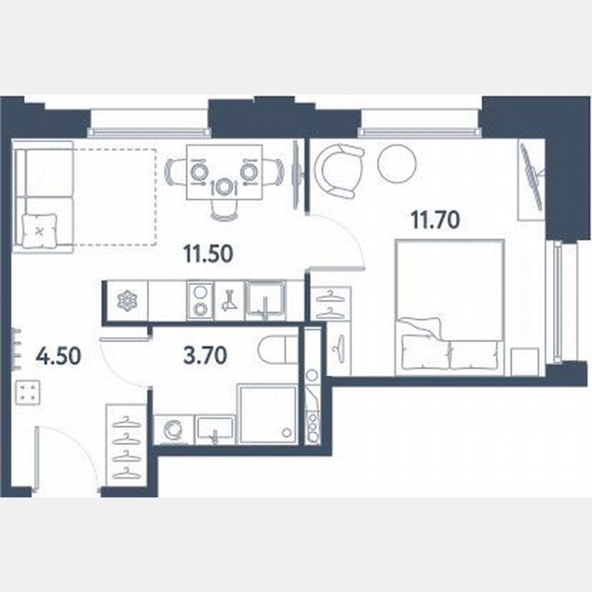 1-к. апартаменты, 31,4 м², 3/16 эт.