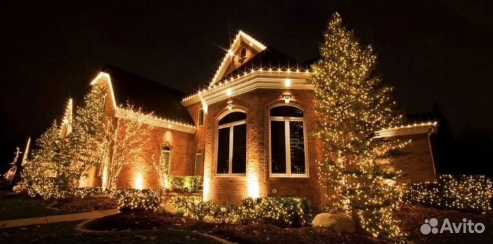 Украшение домов гирляндами