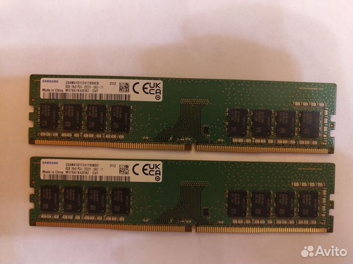 Оперативная память DDR4 8gb 2933 Samsung 2шт