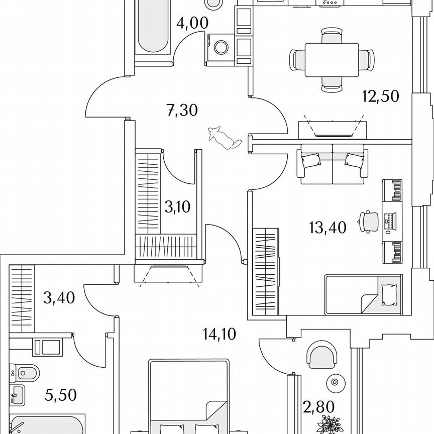 2-к. квартира, 64,7 м², 9/13 эт.