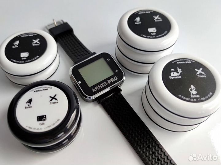 Кнопка вызова официанта в ассортименте с часами