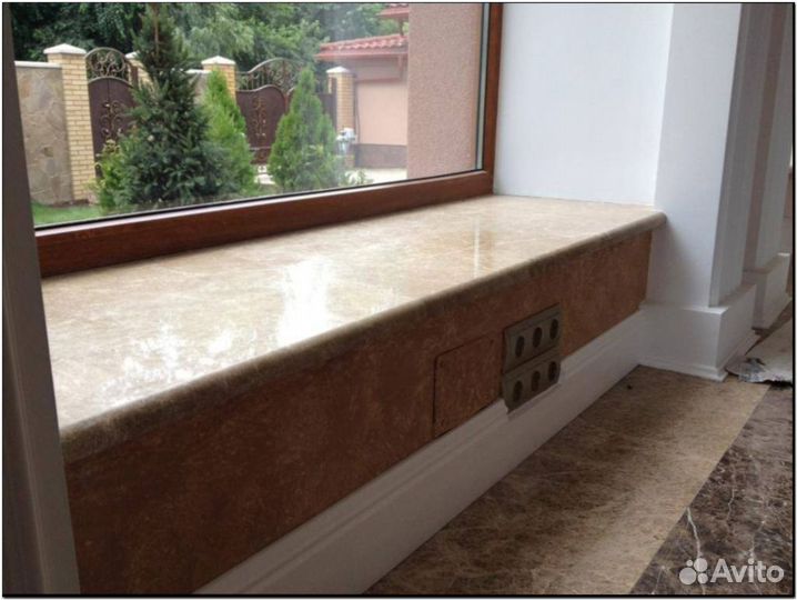 Подоконник из мрамора, гранита, кварца, оникса