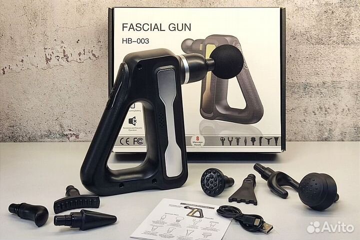 Перкуссионный массажер новый 8 насадок, 32 режима