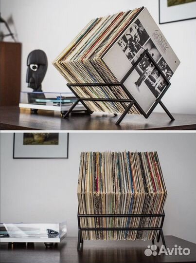 Подставка для виниловых пластинок в стиле лофт