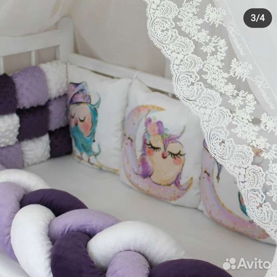 Бортики в кроватку для девочки