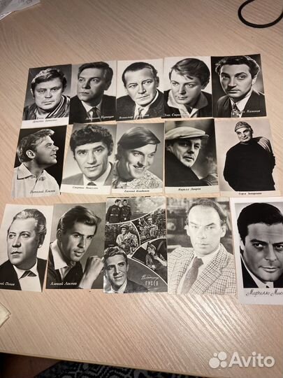 Открытки актеров СССР чб. 8,5/3,5 см
