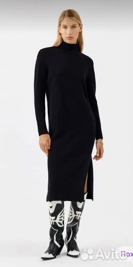 Платье женское миди с разрезом вязаное