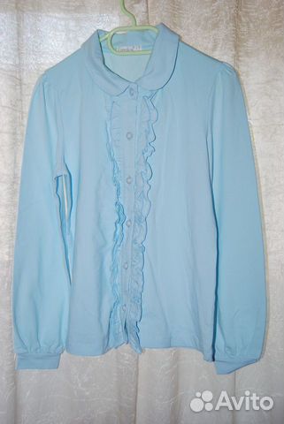 Блузка школьная голубая трикотаж