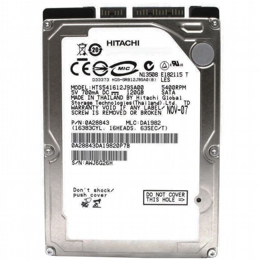 [HTS541612J9SA00] Жесткий Диск Hitachi 120gb Hts541612j9sa00
