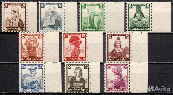 1935 Германия Костюмы Mi 588-597 Люкс MNH