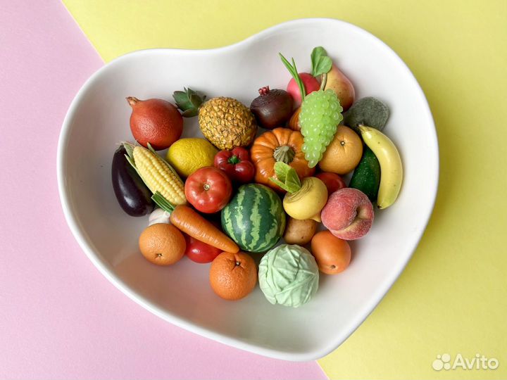 Набор 30 шт. фрукты и овощи из полимерной глины