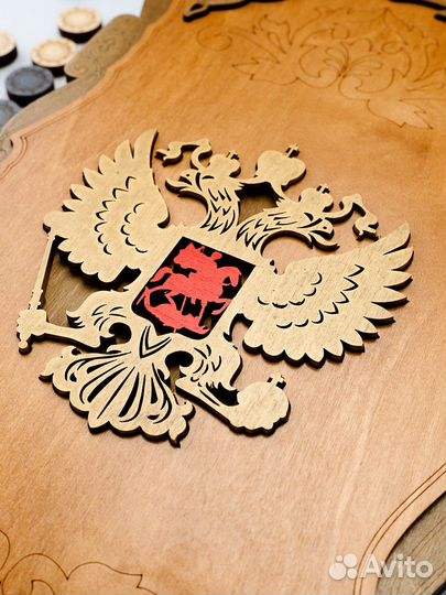 Нарды ручной работы большие Герб России 50см новые