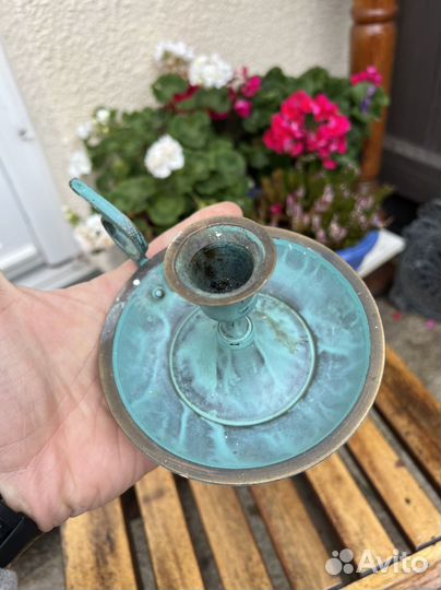 Винтажный Английский Латунный подсвечник