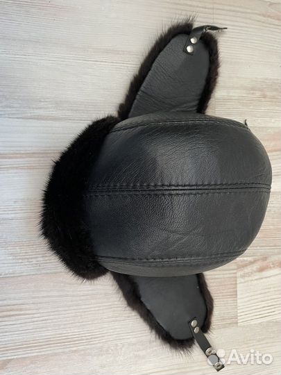 Мужская шапка ушанка. Натуральная кожа и мех