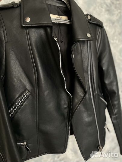 Кожаная куртка косуха Mango