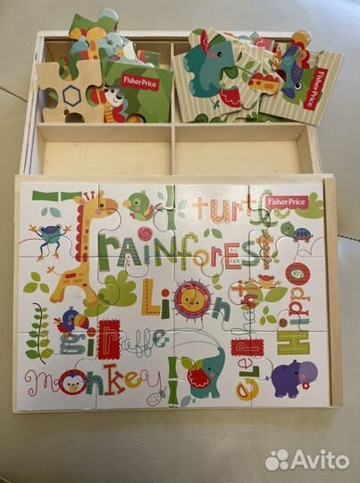 Деревянные пазлы Fisher Price в коробке 3+