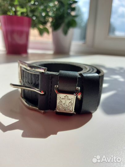 Ремень с молитвой, пряжка крест