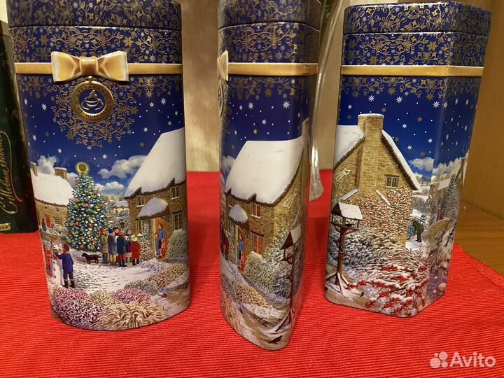 Жестяные банки для чая новогодние