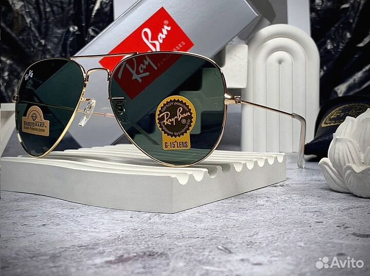 Очки Ray Ban Aviator золотые