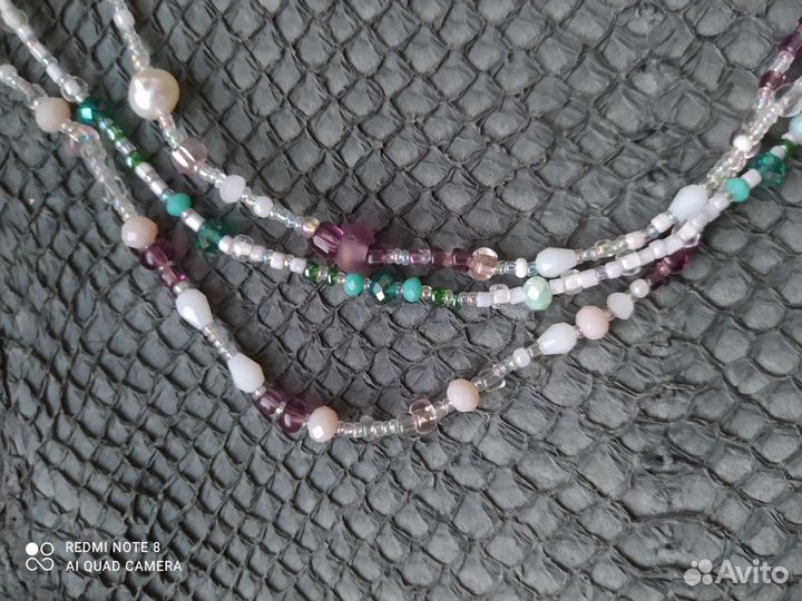 Чокер из бисера с речным жемчугом