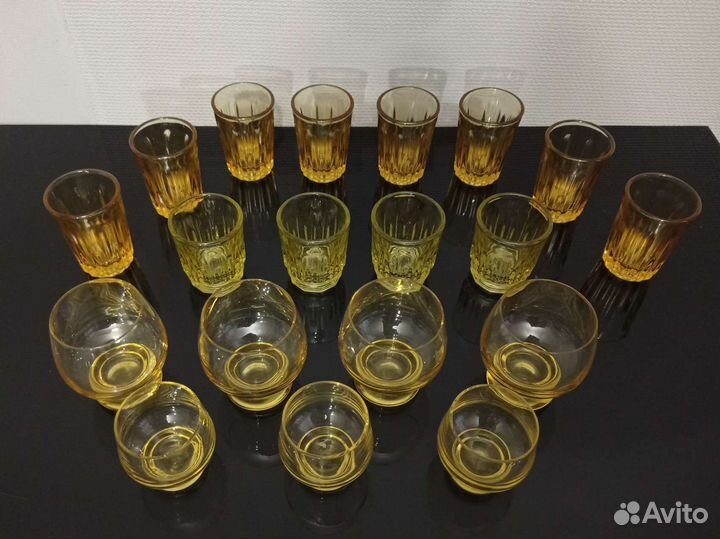 Рюмки СССР из желтого стекла