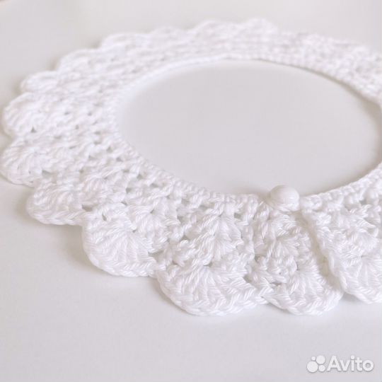 Белый вязаный воротничок для девочки 8-12 лет