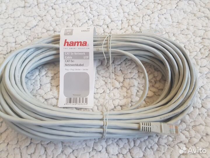 Интернет кабель hama 15м, rj45,кат 5е