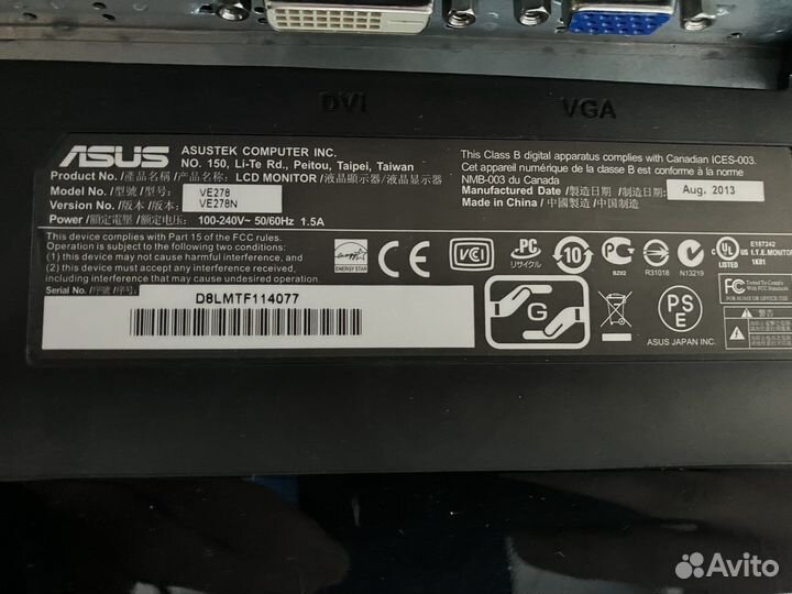 Монитор Asus VE278