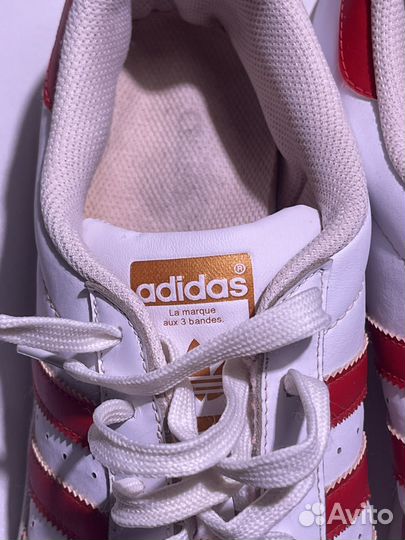 Кеды Adidas Superstar Cloud White Scarlet