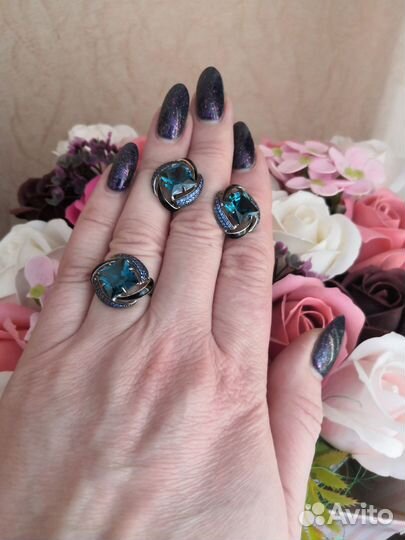 Комплект кольцо и серьги