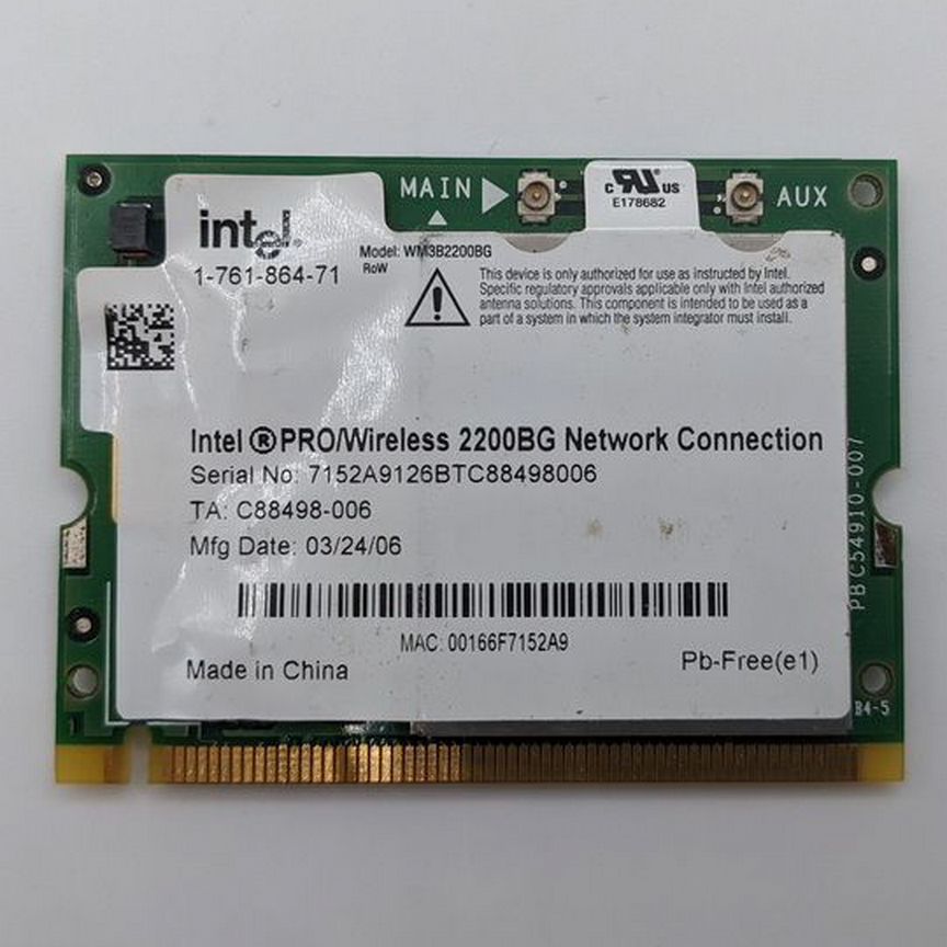 [WM3B2200BG] Wi-Fi Модуль Wm3b2200bg, Intel