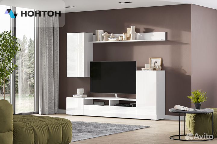 Гостиная Берн белый / белый глянец