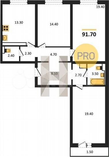 3-к. квартира, 91,7 м², 11/17 эт.