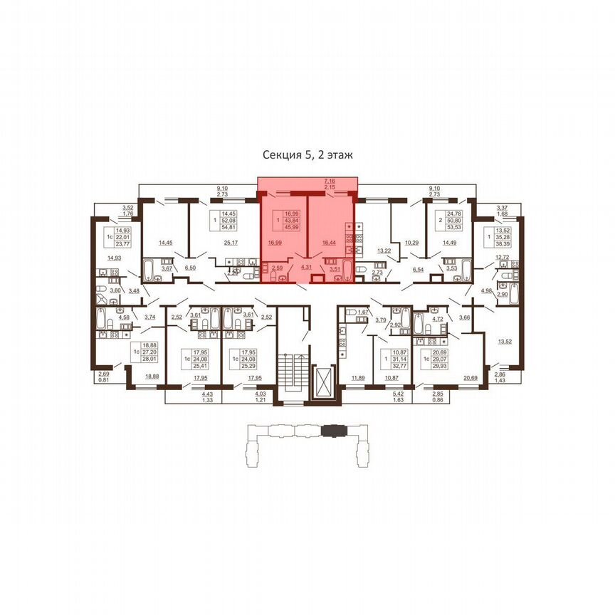 1-к. квартира, 46 м², 2/6 эт.