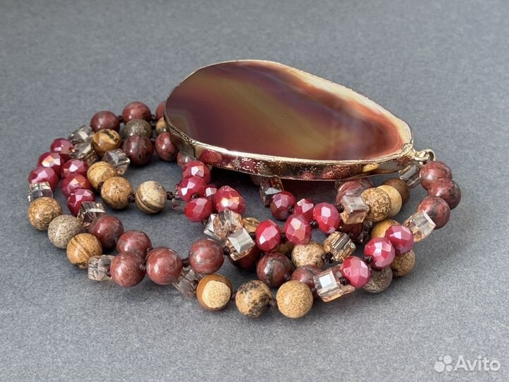 Сотуар колье бусы агат яшма