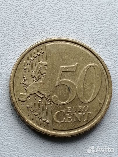 Монета 50 евро цент кипр
