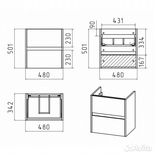 Тумба с раковиной Misty Алиса Э-Али01050-011П2Я