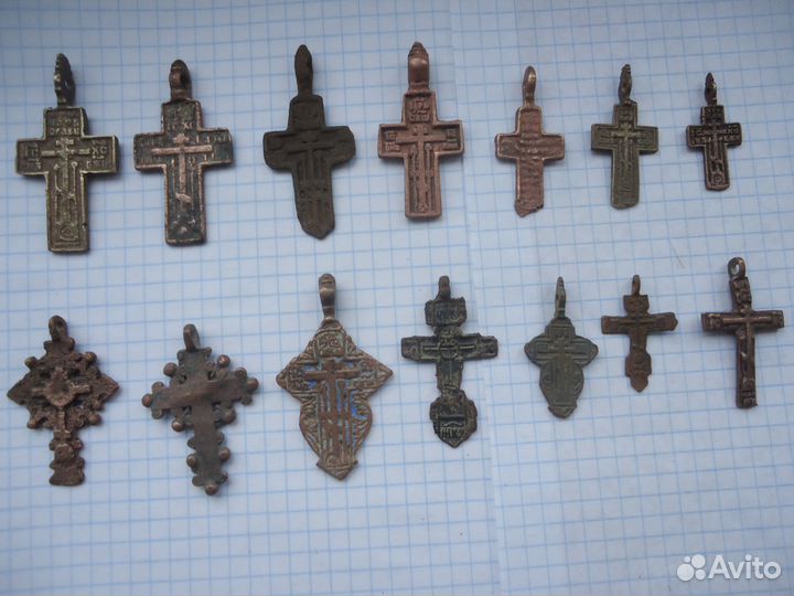 Крест старинный медный 13-18 век икона богоматерь