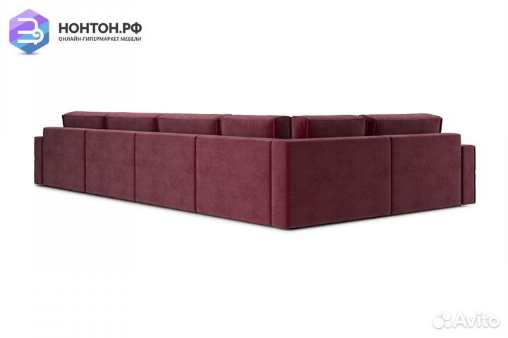 Диван п-образный тик-так Сохо бордовый