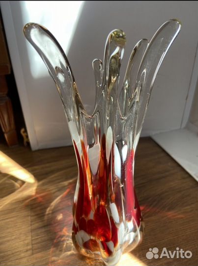 Ваза цветное гутное стекло