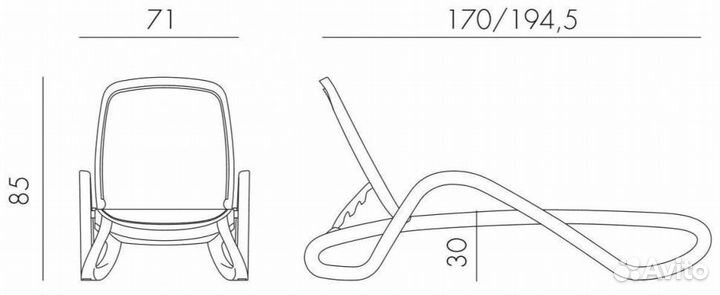 Шезлонг-лежак пластиковый Nardi, Alfa Кофе